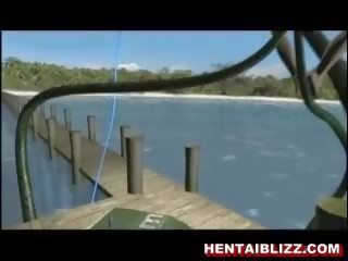 3d animado hentai zorra consigue follada por enorme tentac
